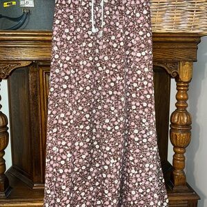 Inherit clothing  Floral Drawstring/elastic waist maxi Skirt in Pink and Brown